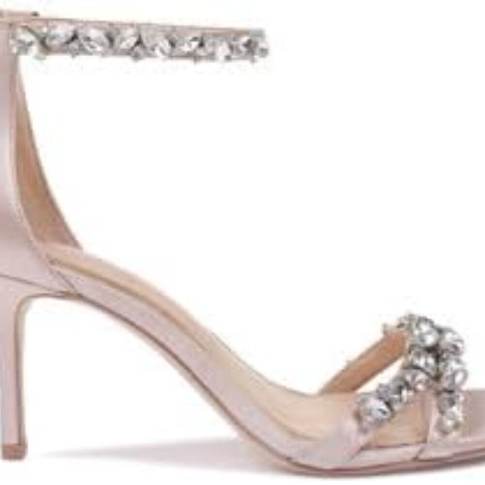 Women's Satin Embellished Strap Evening Shoe Size 10 Champagne - Picture 6 of 9